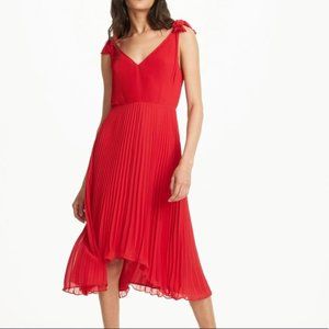 Club Monaco Jessany Red Pleated Midi Cocktail Dress